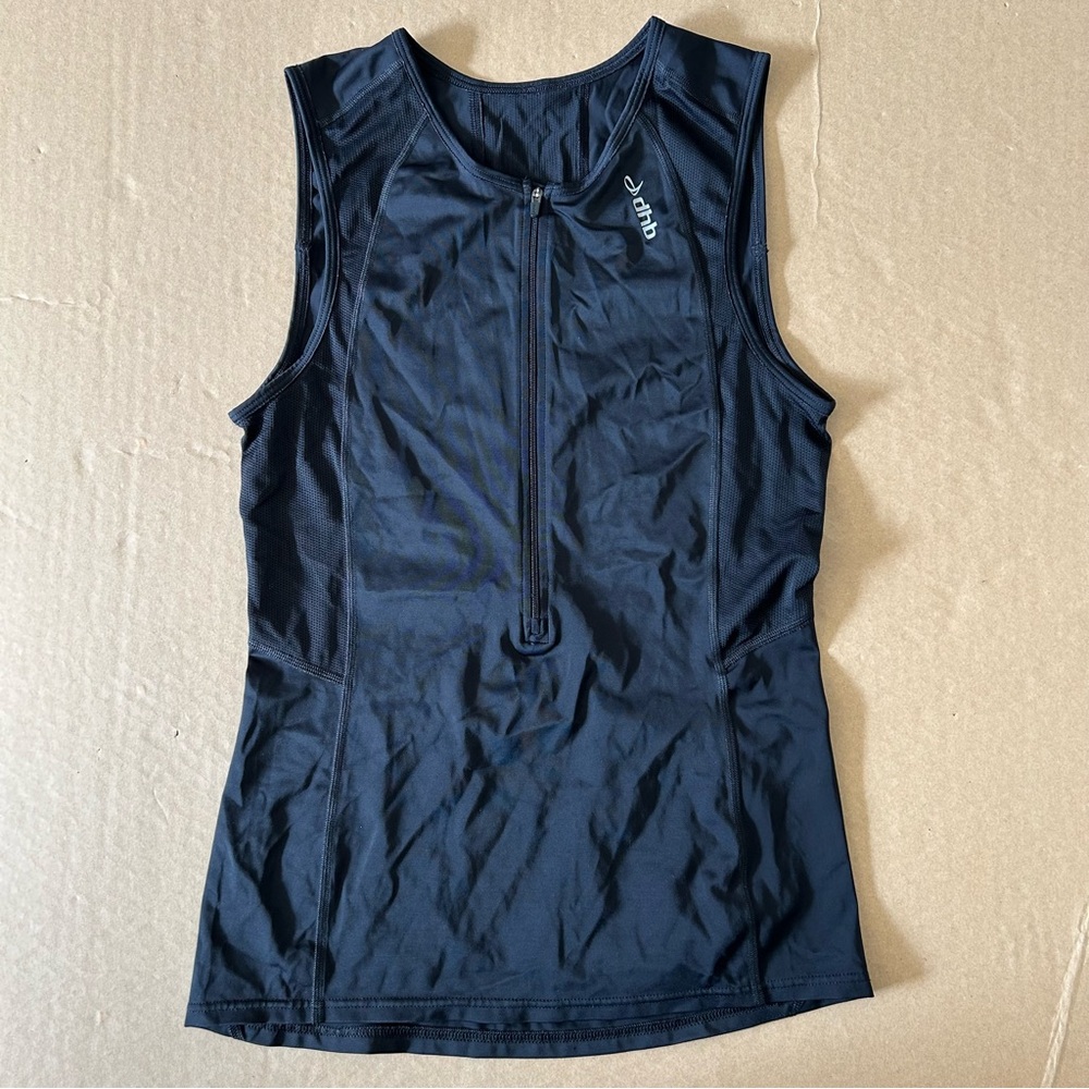 DHB Cycling Jersey Mens Large Black Lightweight Sleeveless Base Layer Half Zip